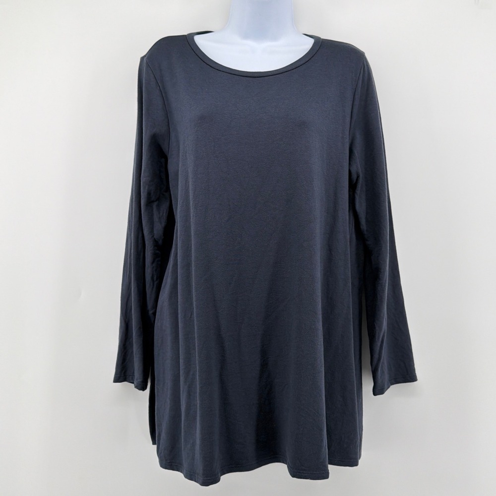 Eileen Fisher Medium Tencel Organic Cotton Cozy Brushed Terry Slit Tunic Top M